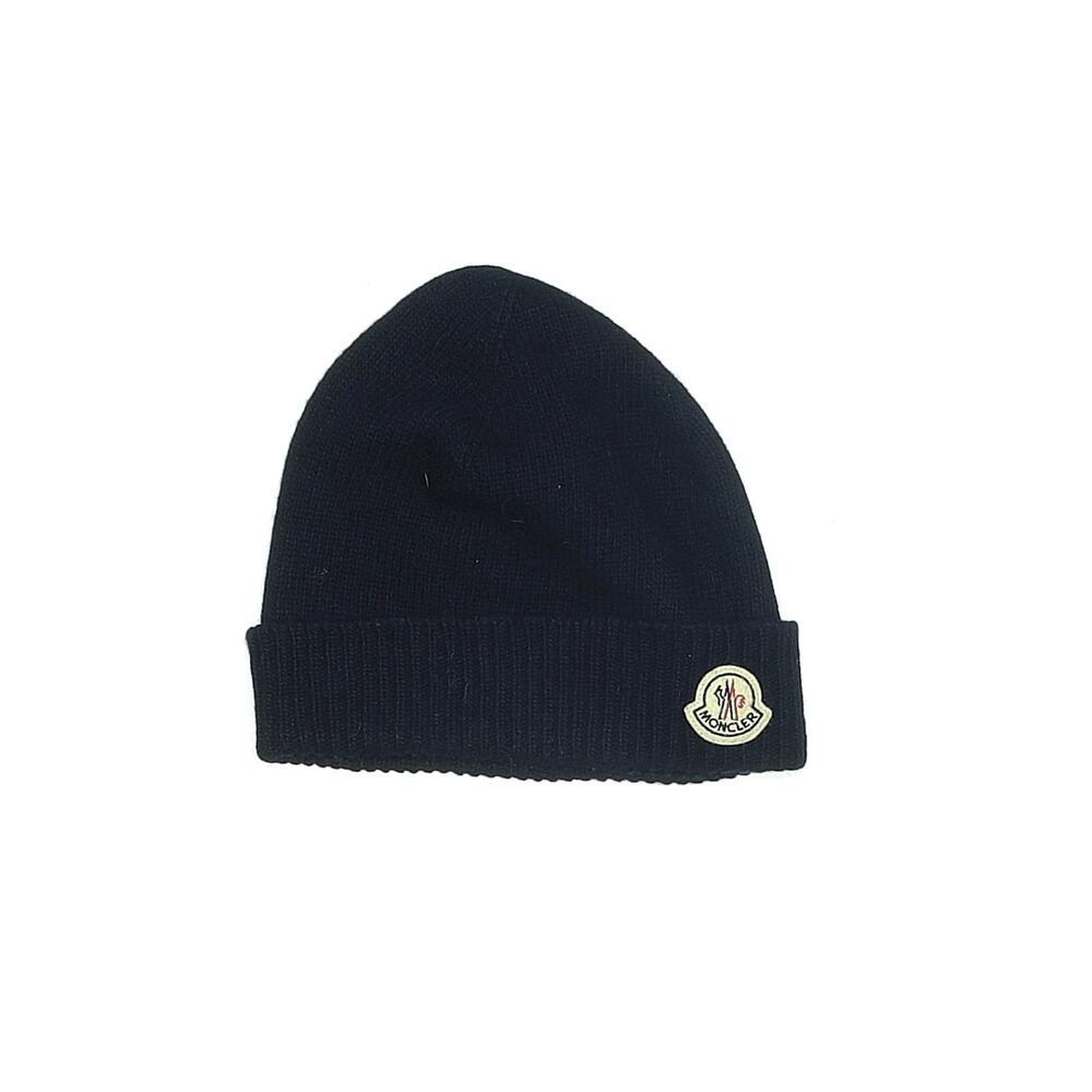 Authentic 100% Wool Moncler Adult Beanie Hat Navy Blue Designer Luxury Gift